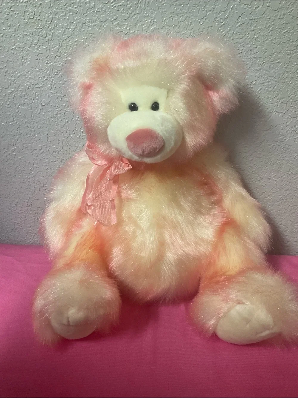 Vintage Russ Bear Plush Pink Cream & Peach (Sherbet) Teddy Bear “Taffie”